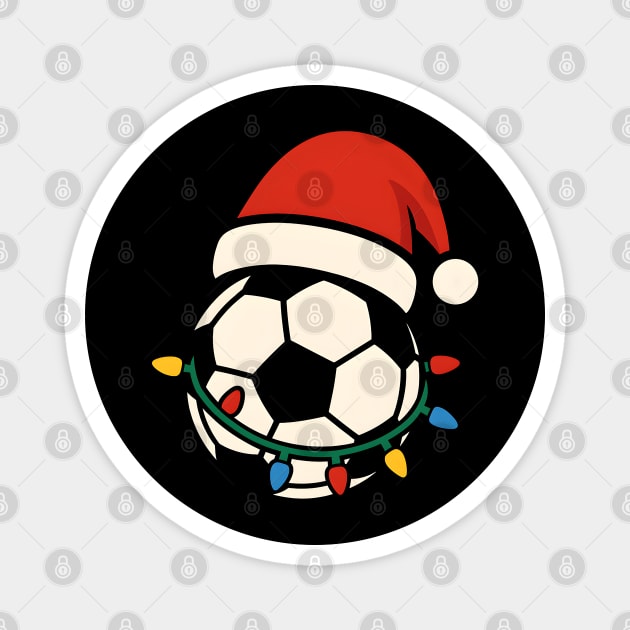 Soccer Ball Santa Hat Christmas Lights Holiday Sports Graphic Magnet by MakerMind8.2